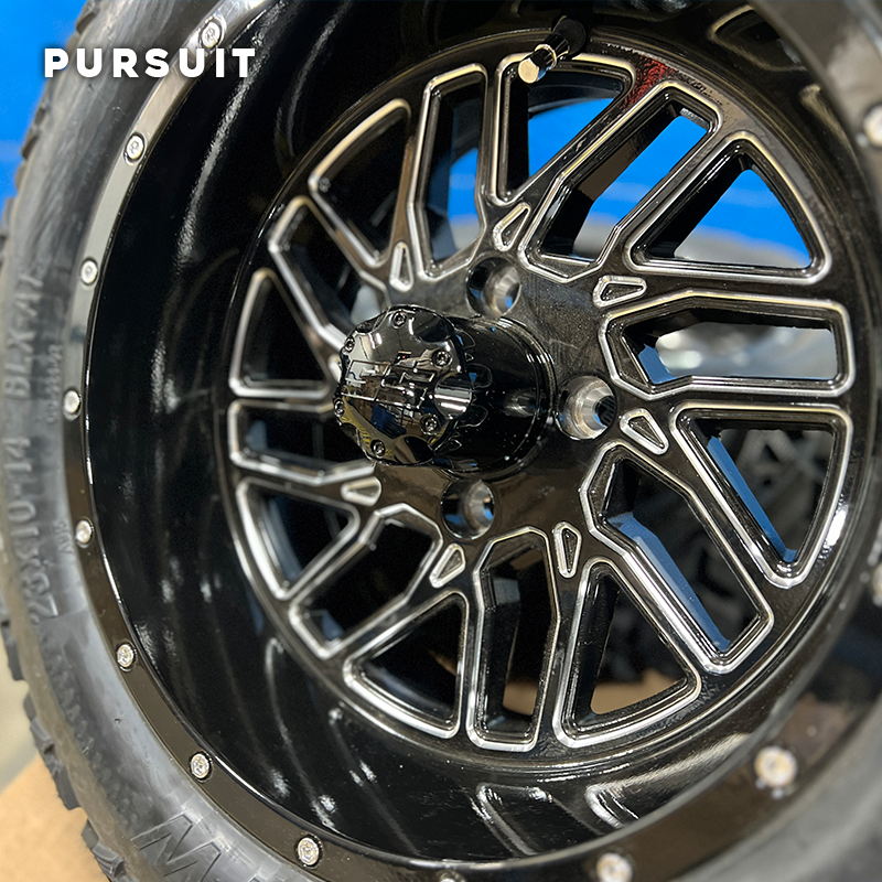 Pursuit golf cart rims black chrome