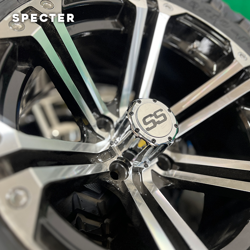 specter golf cart rims close up