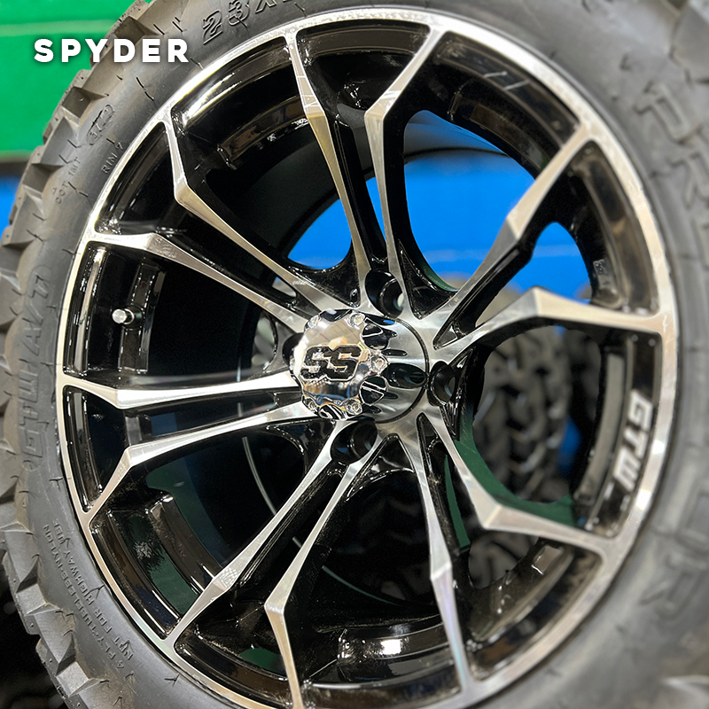 spyder golf cart rims close up 2